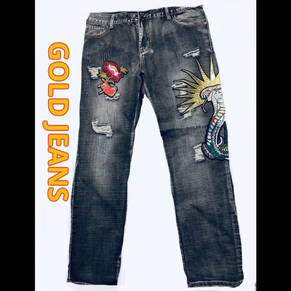 gold leaf jeans
